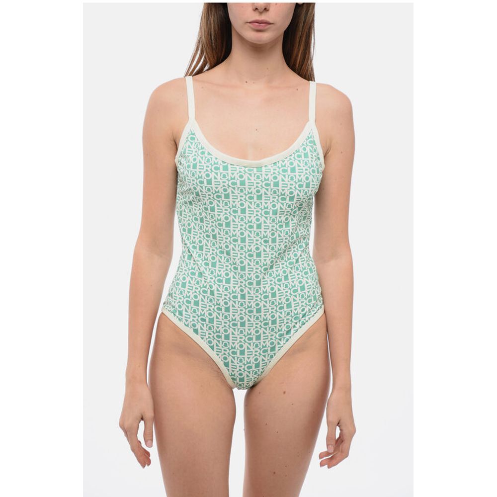 Moncler Stretch Nylon One-Piece Swimsuit with All-Over Logo