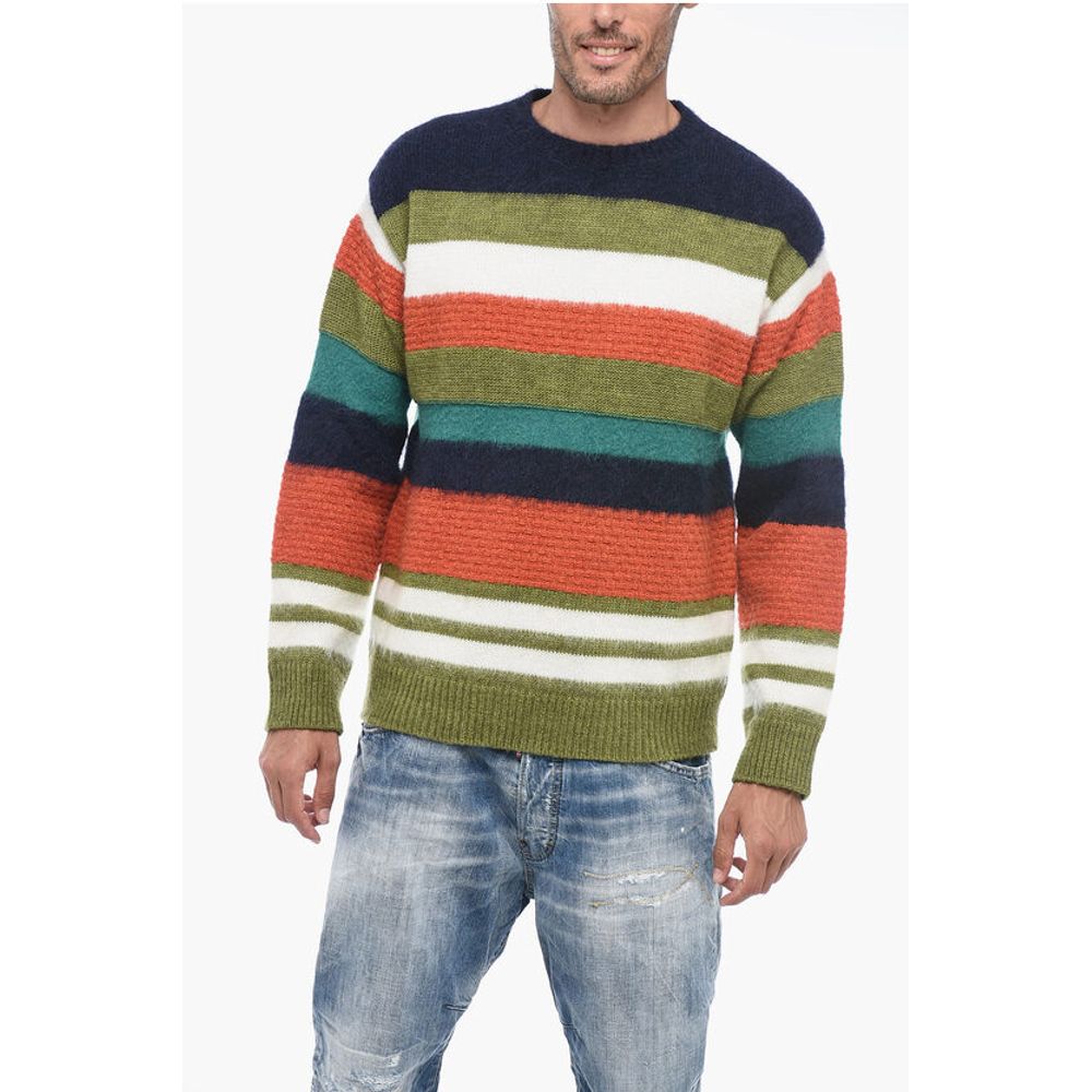 Dsquared² Wool-blended Fuzzy Pullover with Striped Pattern