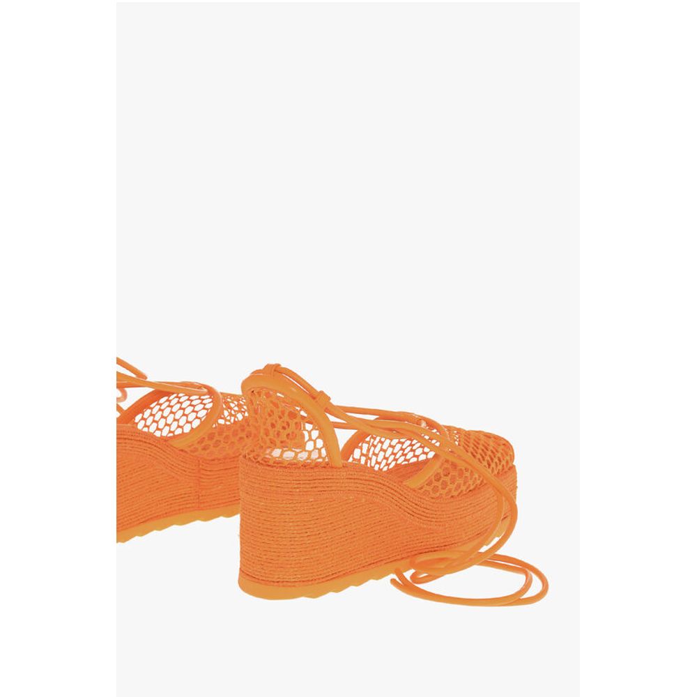 Bottega Veneta Meshed Wedged Lace-Up Espadrilles with Leather Trimmings