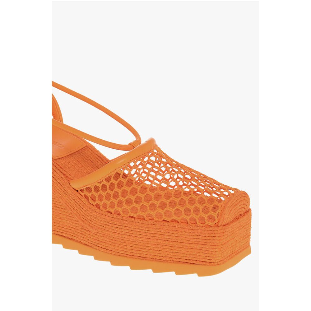 Bottega Veneta Meshed Wedged Lace-Up Espadrilles with Leather Trimmings