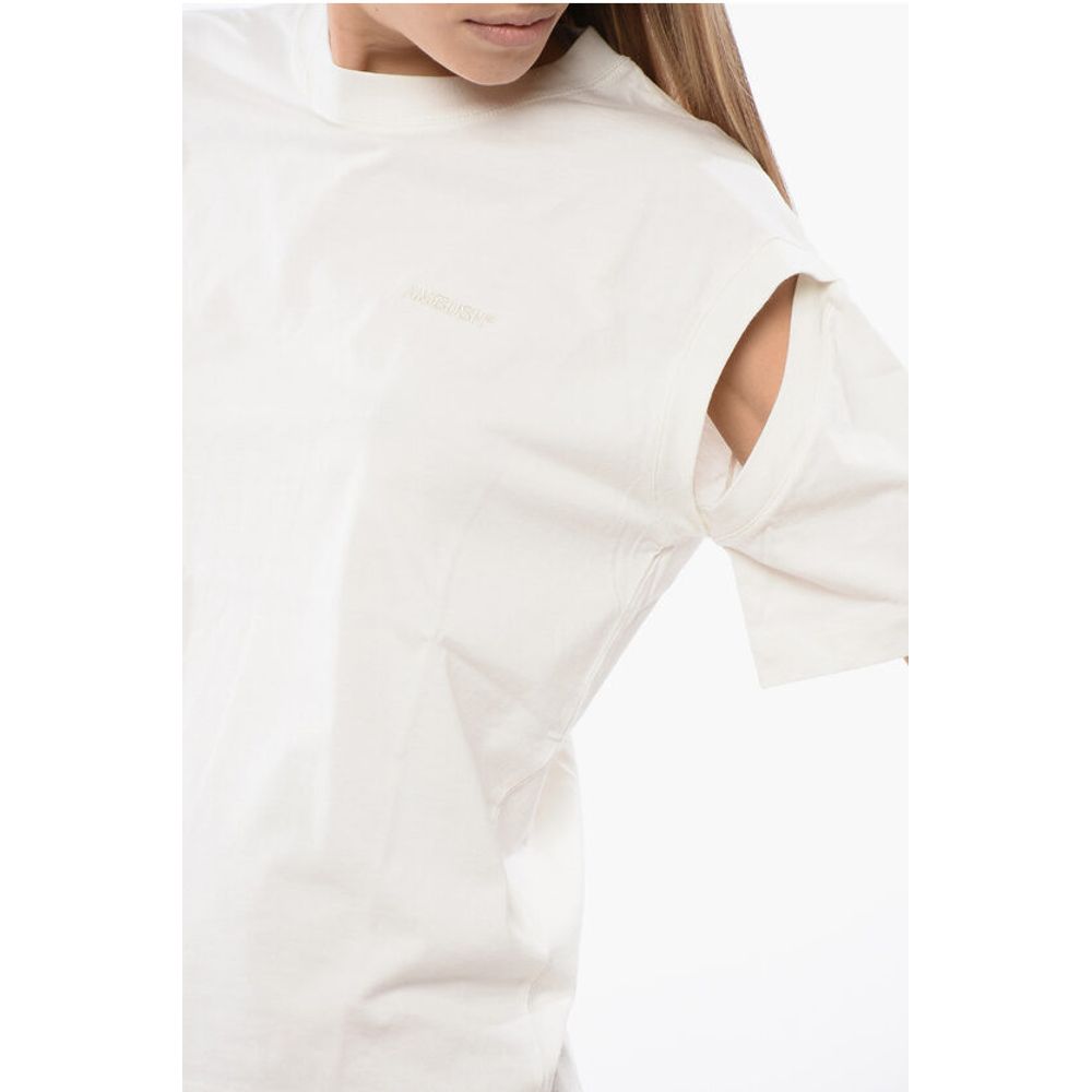 Ambush Solid Color Crew-neck T-Shirt with Cut-Out Details