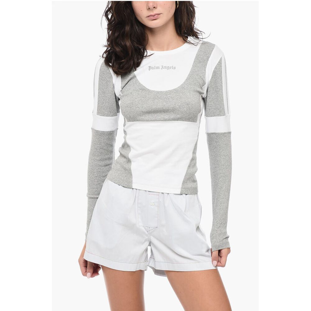Palm Angels Long Sleeved CUT FITTED T-shirt With Contrasting Fabric
