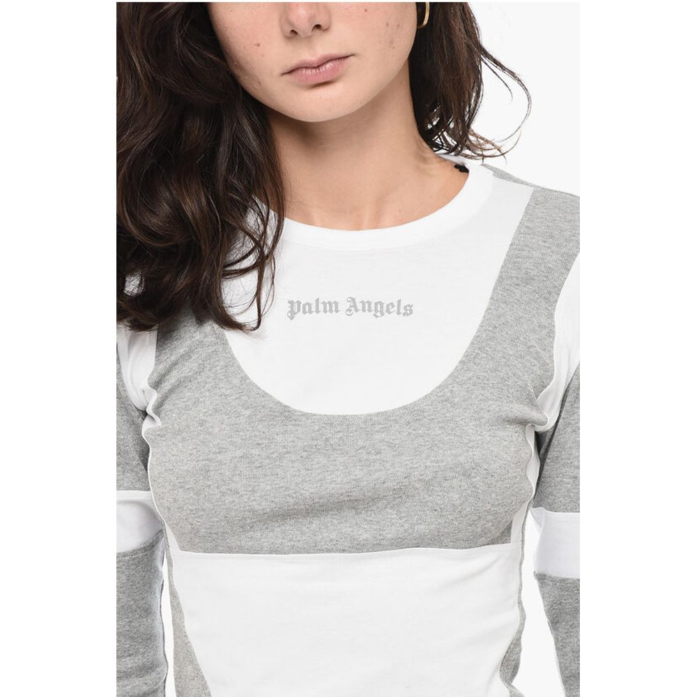 Palm Angels Long Sleeved CUT FITTED T-shirt With Contrasting Fabric