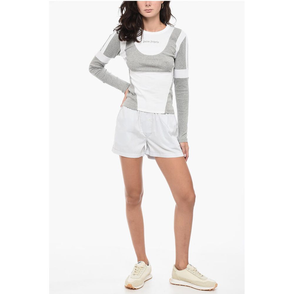 Palm Angels Long Sleeved CUT FITTED T-shirt With Contrasting Fabric