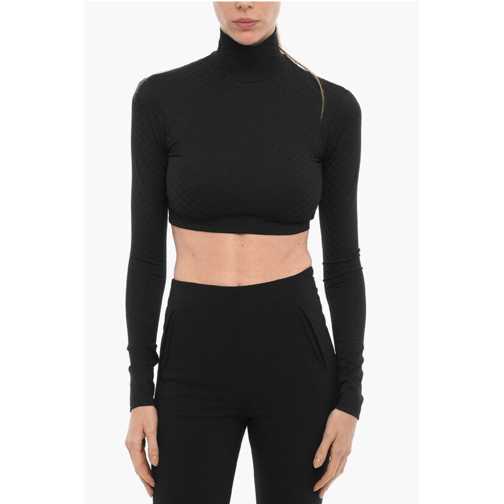 Ambush All-Over Monogram Turtle-neck Crop Top