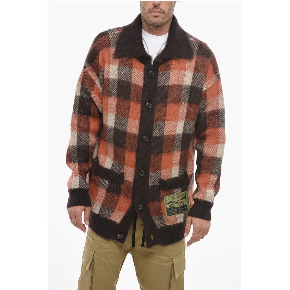 Dsquared² Wool Oversized Cardigan with Check Pattern