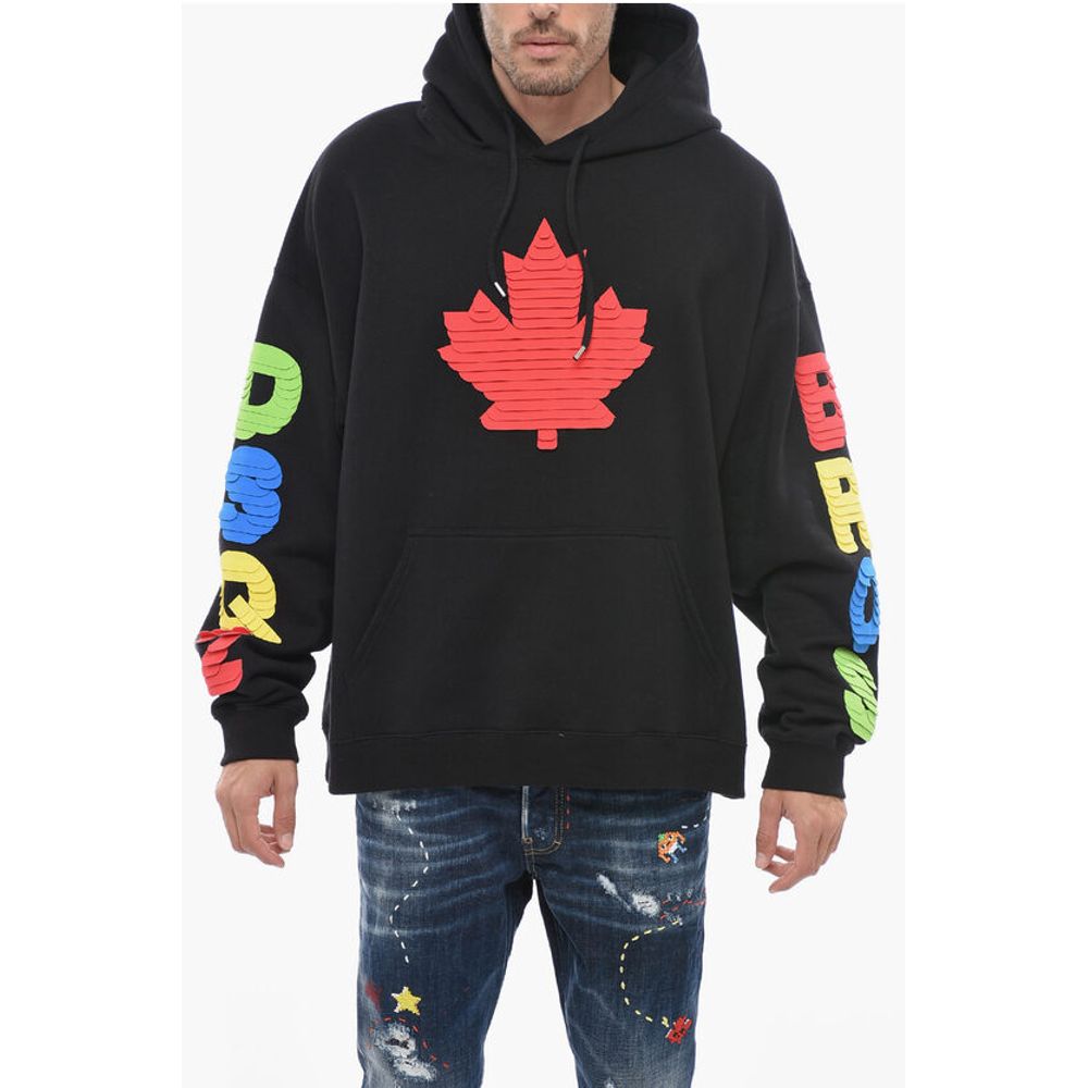 Dsquared² Hoodie Sweatshirt with Multicolored Textured Artwork