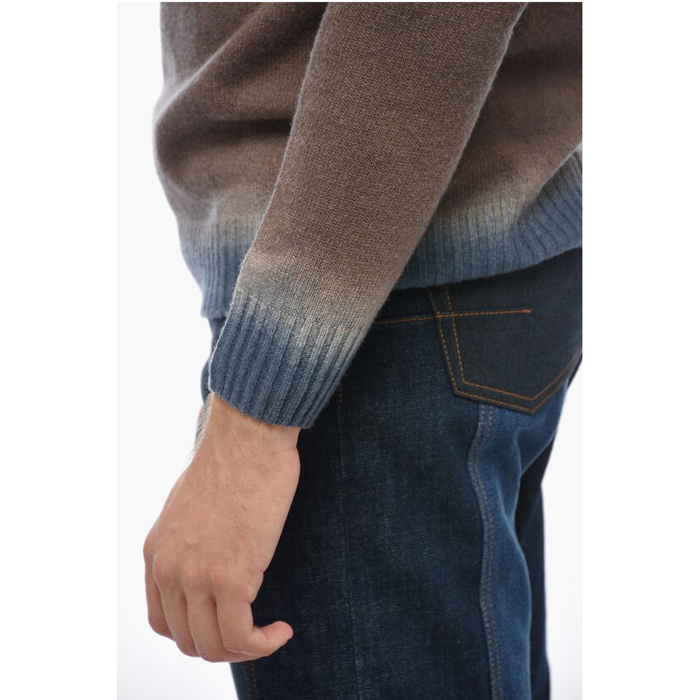 Altea Crew Neck Cashmere Blend Sweater with Degradè Bottom