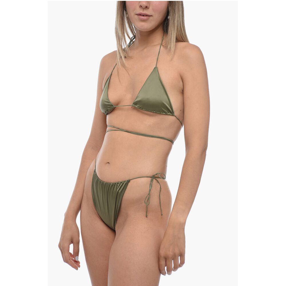 Oséree Solid Color Satin Tie-Side Bikini