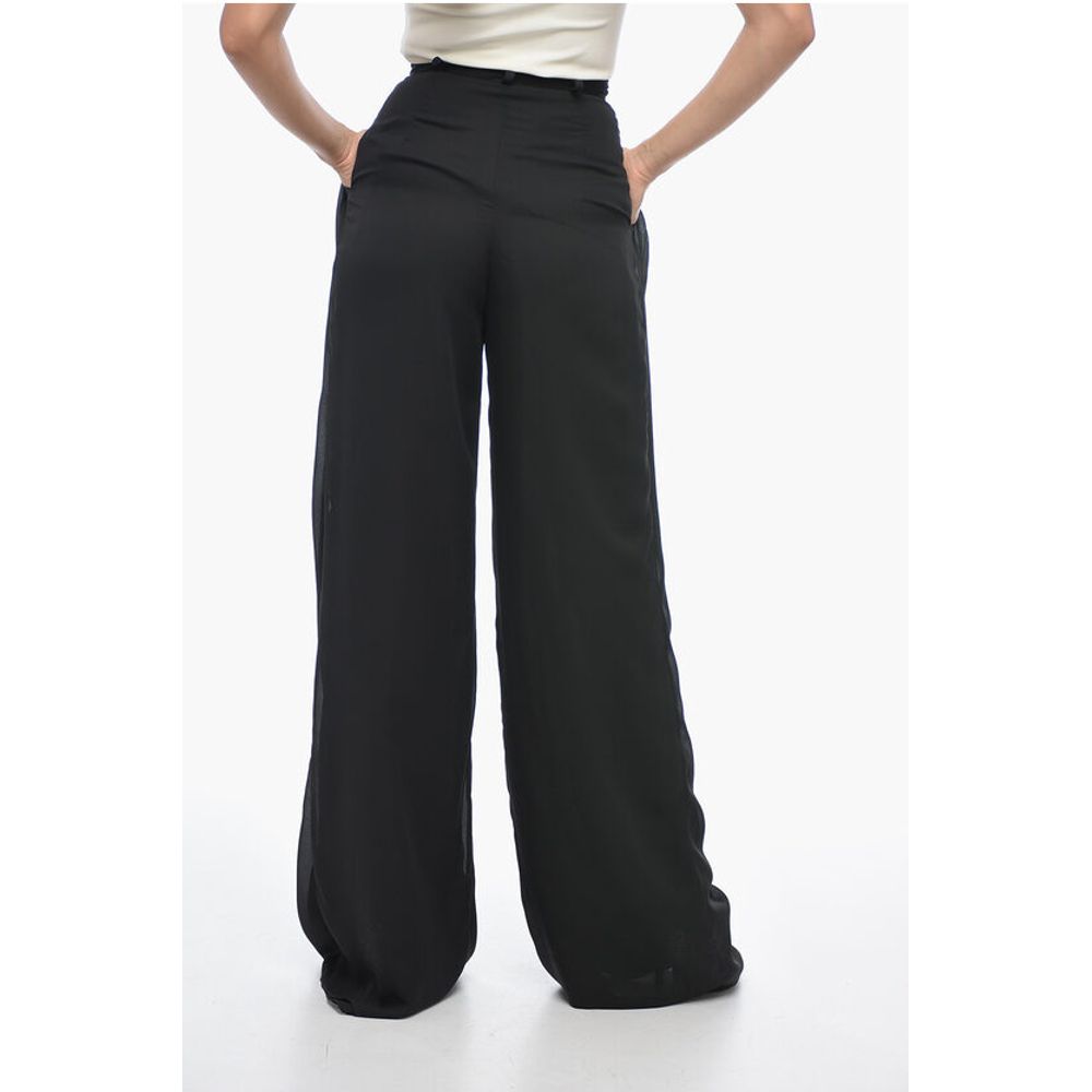 Double-pleated Chiffon Palazzo Pants