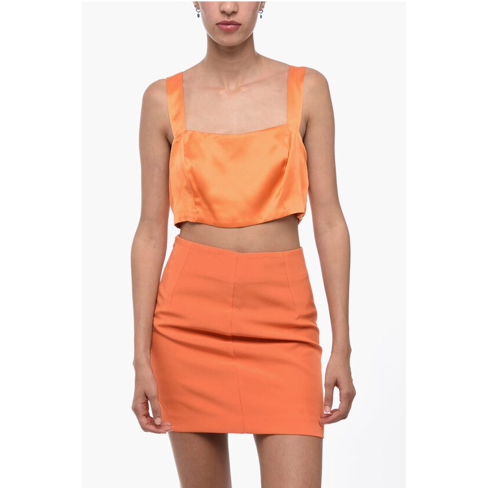 WOERA Side Zipped Silk Crop Top
