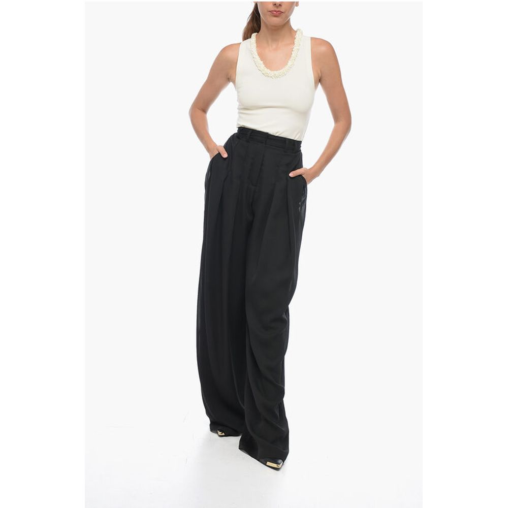 Double-pleated Chiffon Palazzo Pants