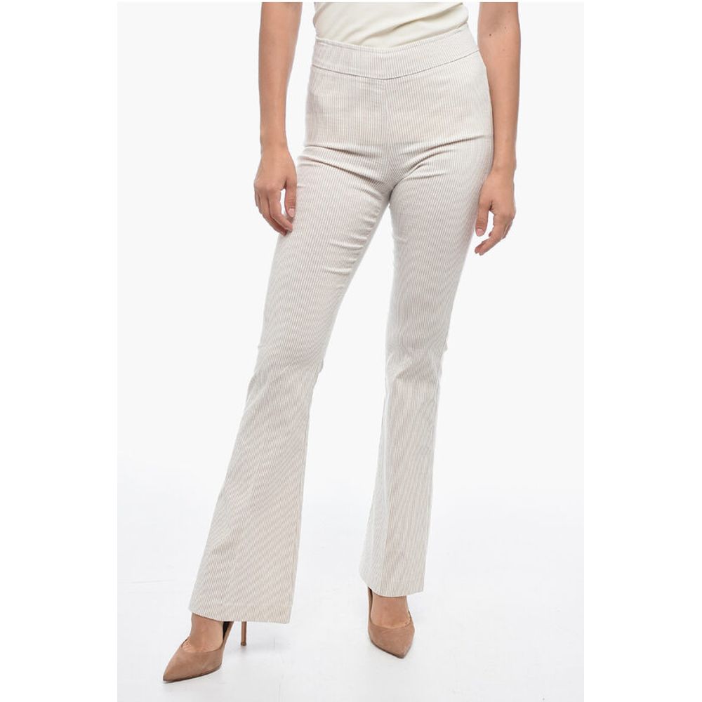 Avenue Montaigne Slim Striped Pants with Flared Hem