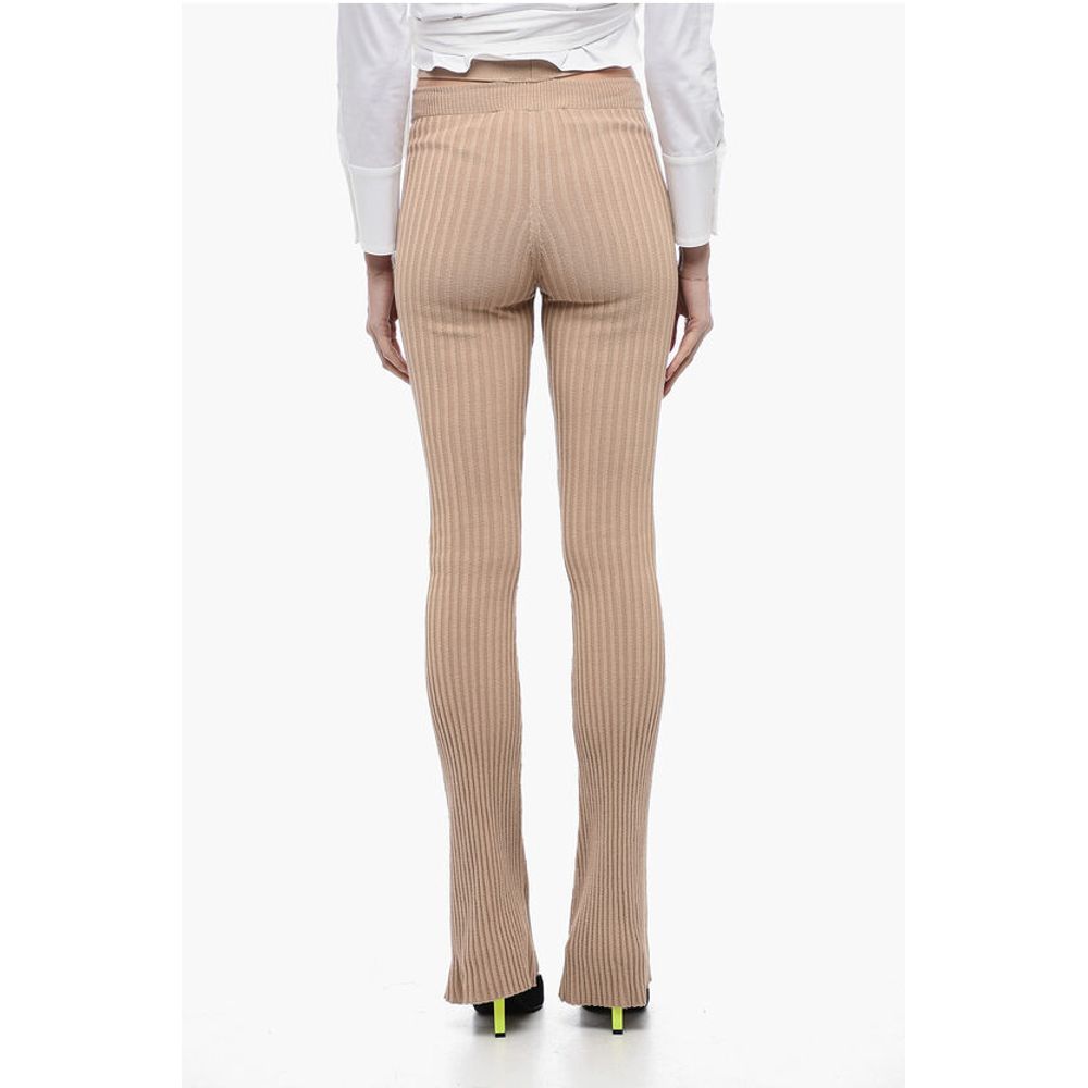 Ribbed Flared Pants with Cut Out Detail