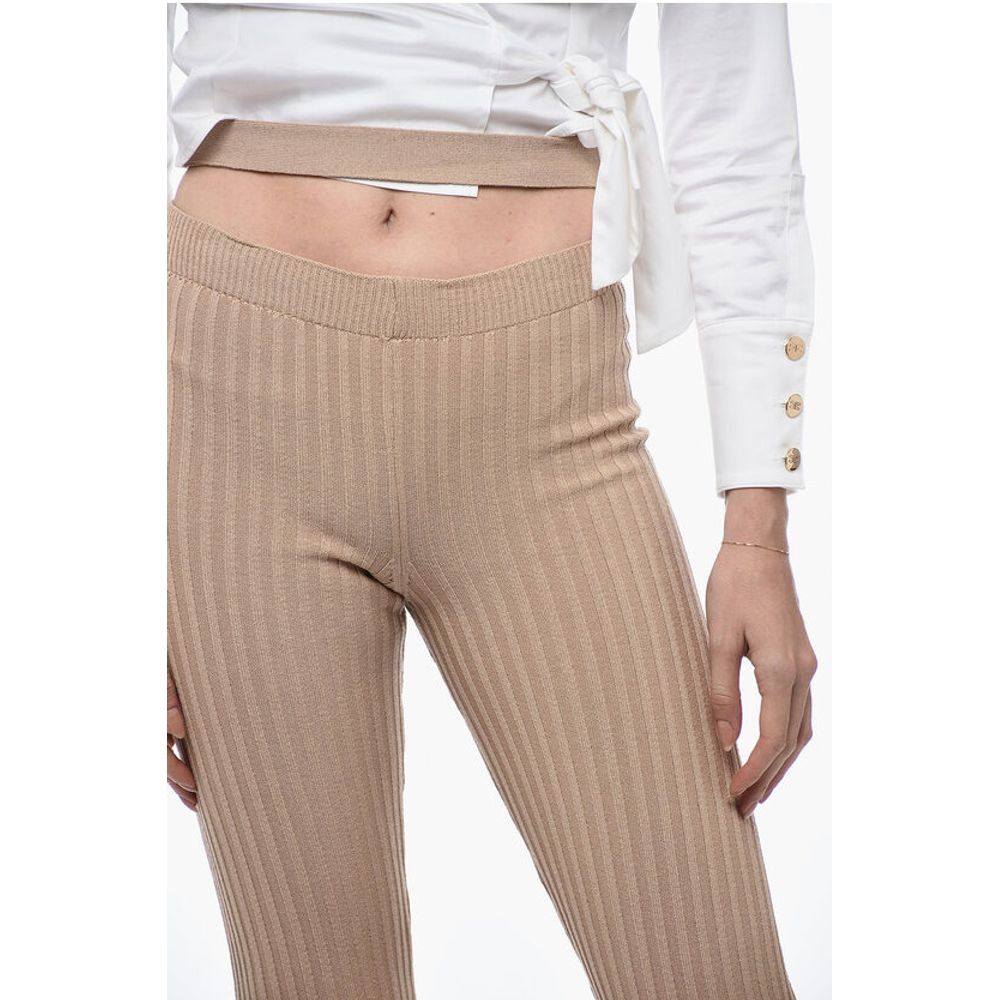 Ribbed Flared Pants with Cut Out Detail