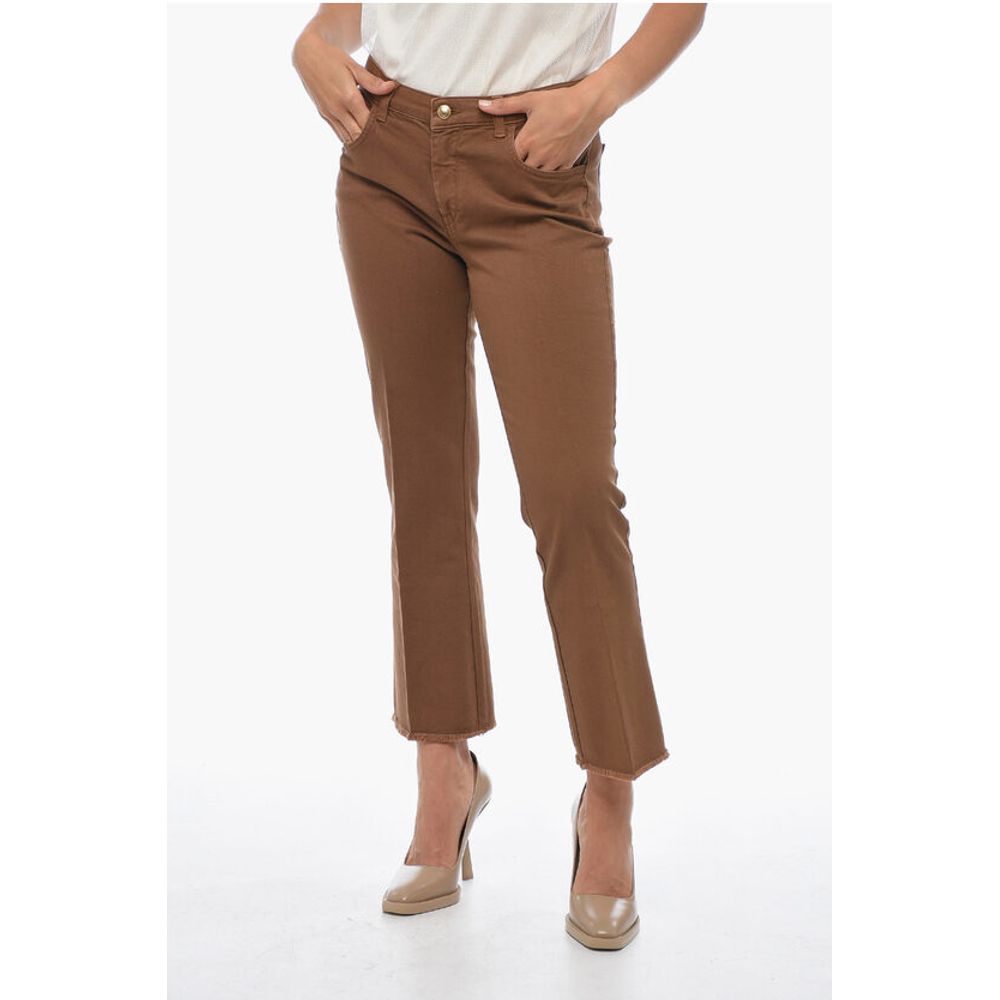 Fay Fringed Cropped Denims with Back Logo