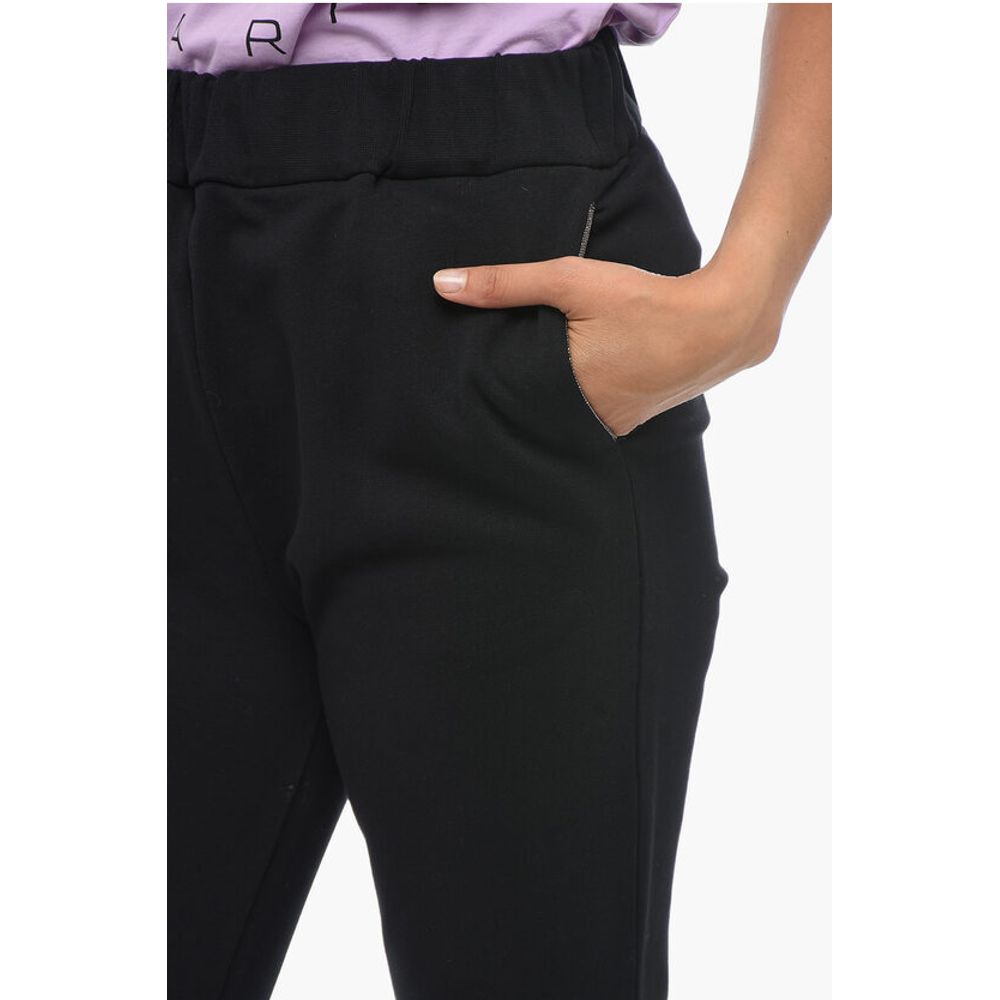 Fabiana Filippi Brushed Cotton Sweatpants with Rhinestoned Detail
