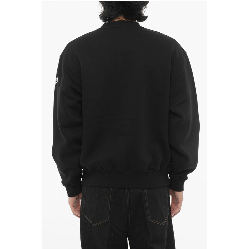 Neil Barrett Fleeced Cotton Blend Easy Fit Crew-neck Sweatshirt