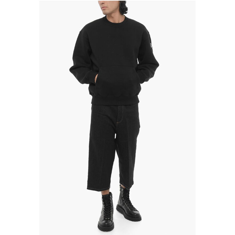 Neil Barrett Fleeced Cotton Blend Easy Fit Crew-neck Sweatshirt