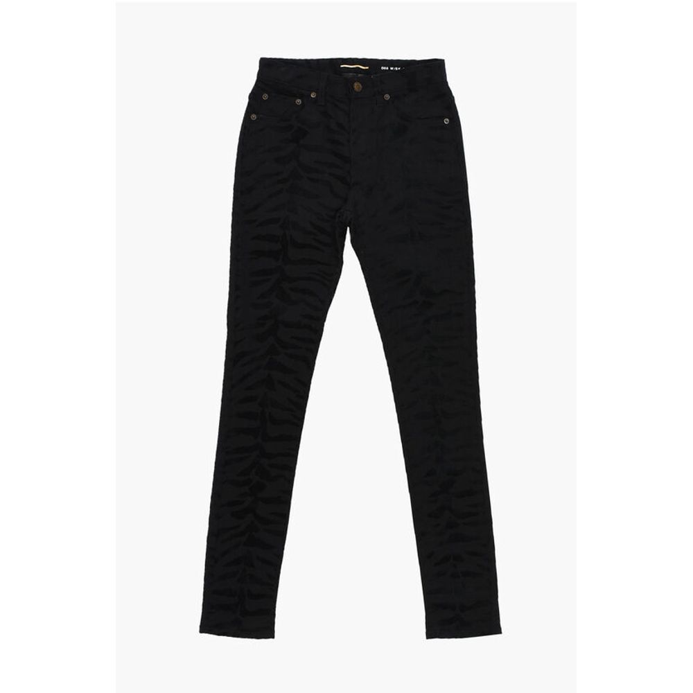 Saint Laurent Skinny Fit Denims with Jacquard Tiger Motif