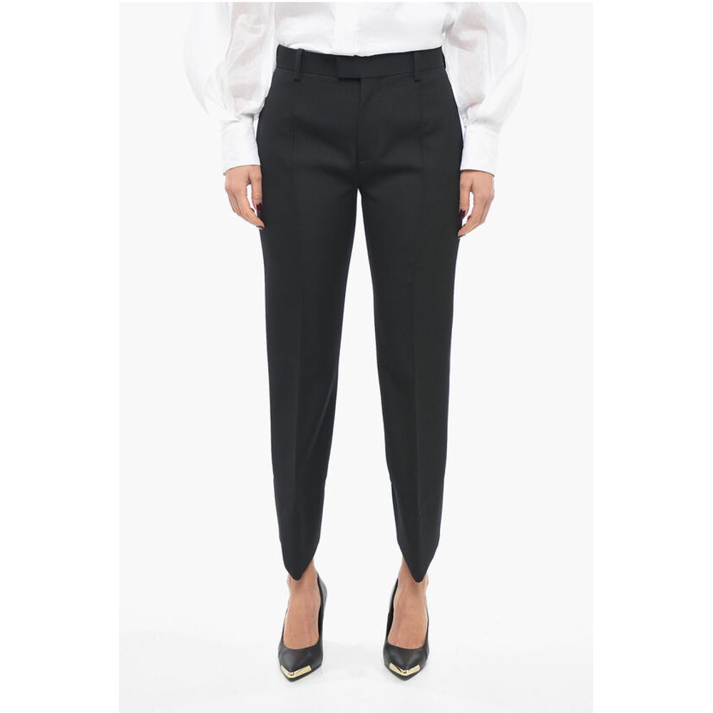 Bottega Veneta Wool Front-pleated Pants with Curved Design