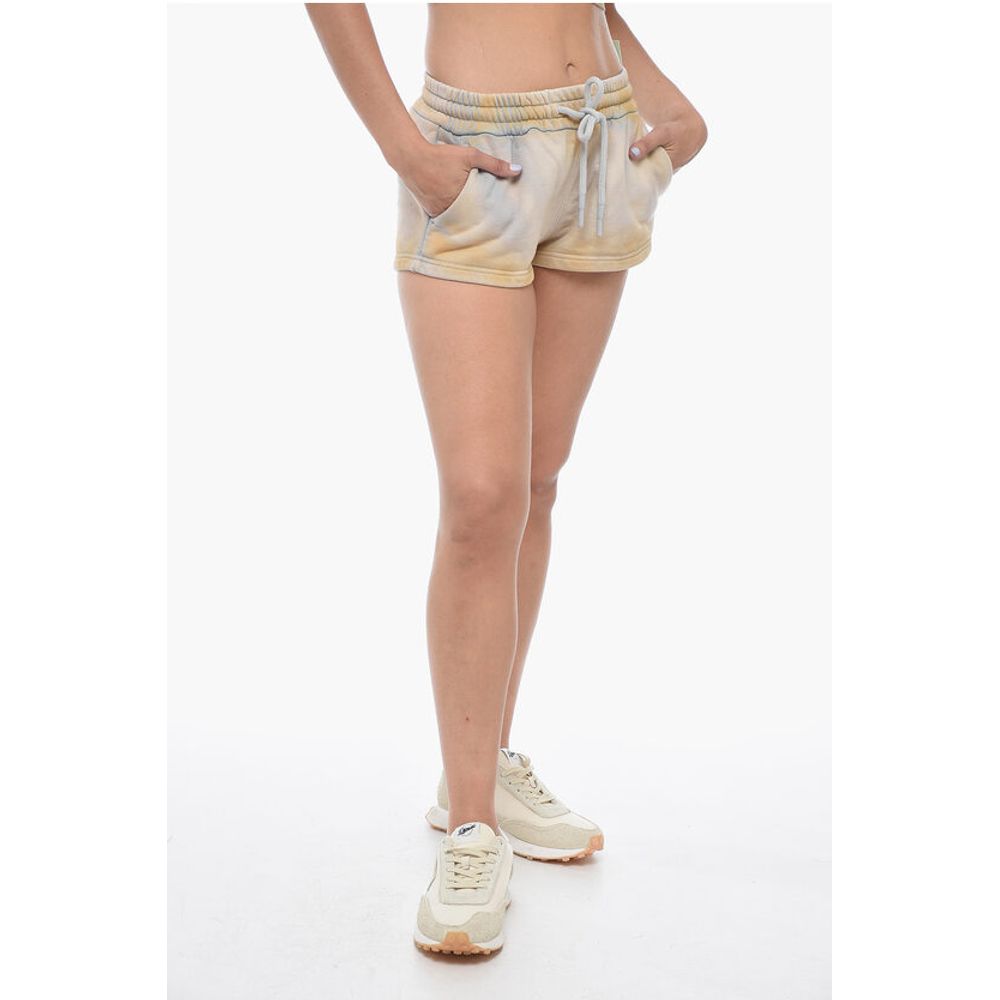 Off-White LAUNDRY Acid Wash Effect Shorts with Drawstring Waist