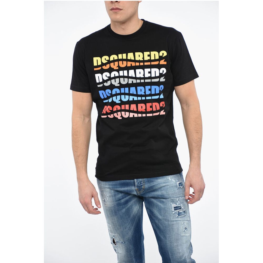 Dsquared² Crewneck COLOR WAVE T-Shirt with Multicolored Lettering