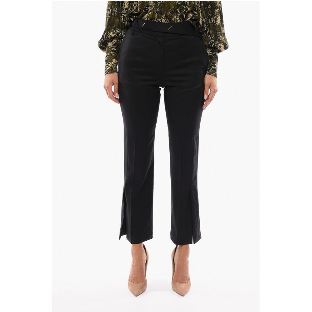 Eudon Choi Virgin Wool Pants with Ankle Slit and Belt