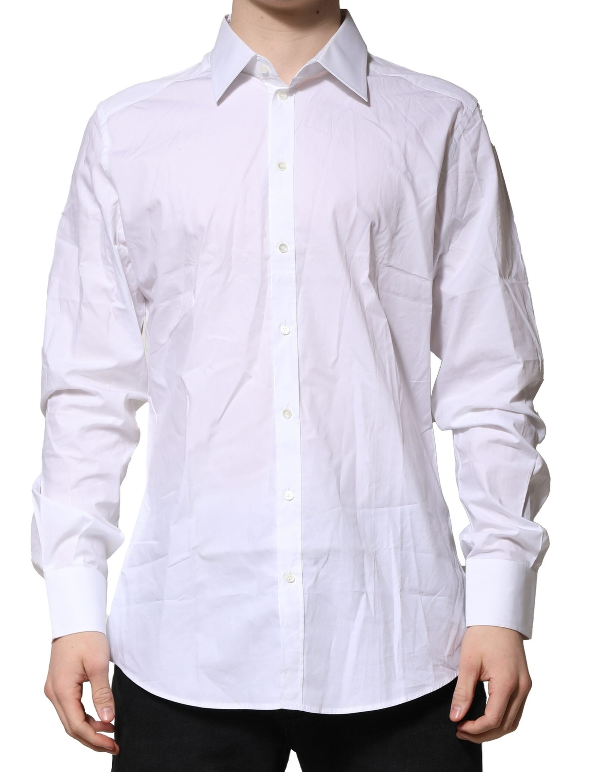 Dolce & Gabbana White GOLD Long Sleeves Dress Formal Shirt