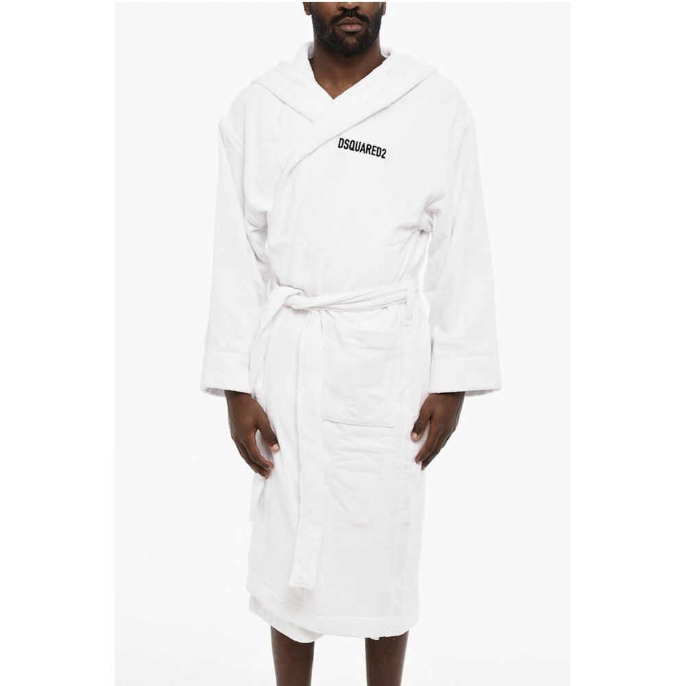 Dsquared² Terry Cottton Bathrobe with Belt and Embroidery Logo
