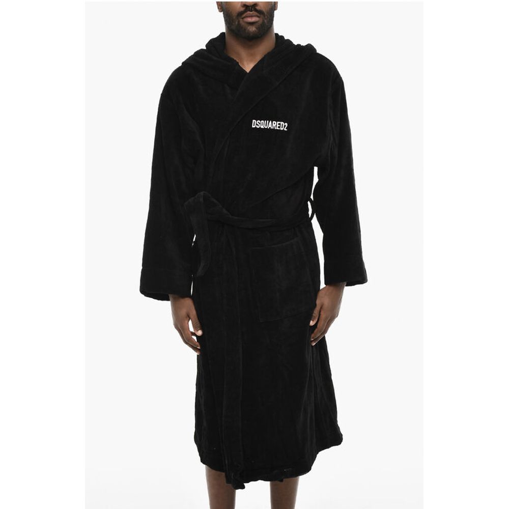Dsquared² Terry Cottton Bathrobe with Belt and Logo