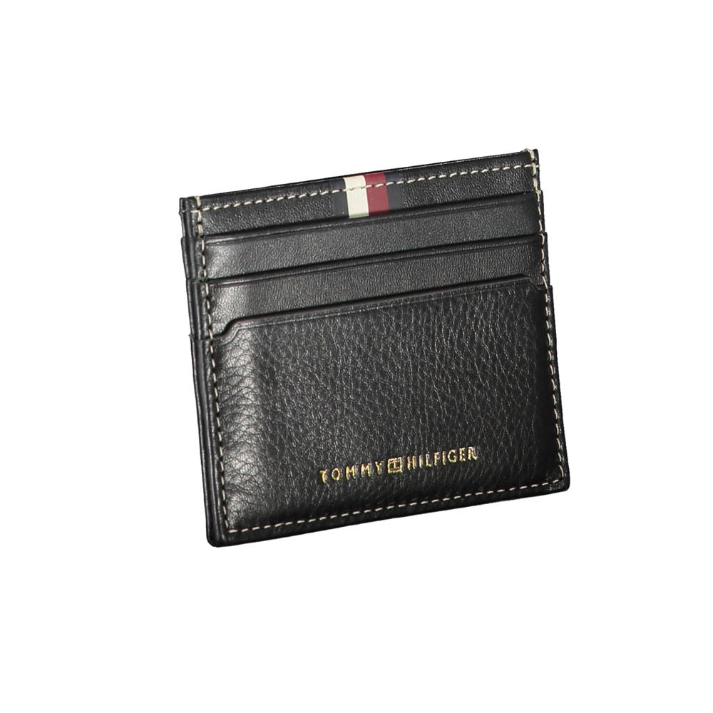 Μαύρο δερμάτινο ανδρικό πορτοφόλι Tommy Hilfiger
