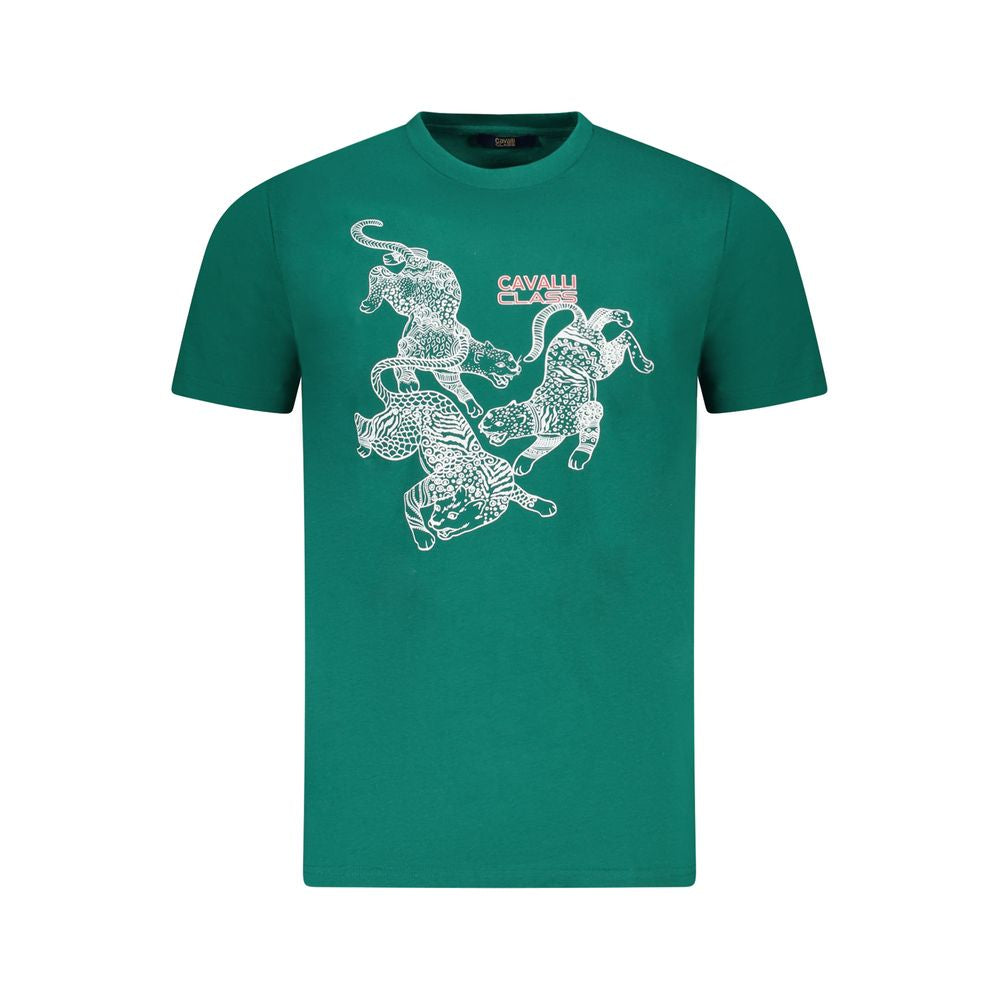 Cavalli Class Green Cotton Men T-Shirt