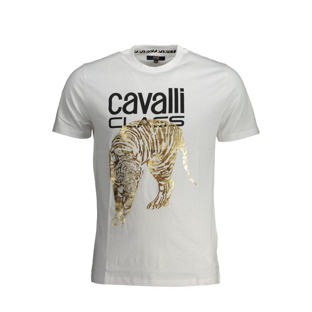 Λευκό βαμβακερό μπλουζάκι Cavalli Class