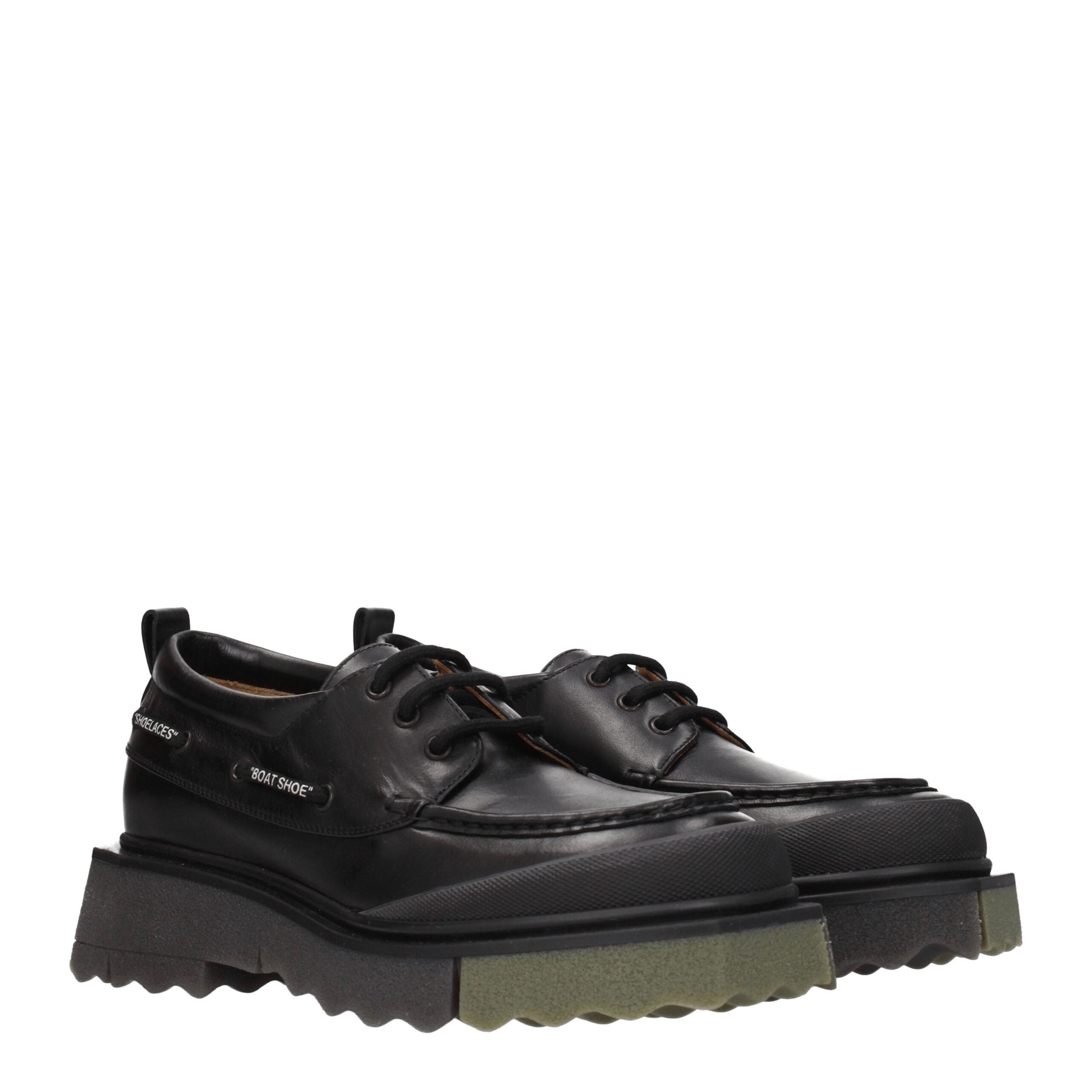 Off-White Black Leather Slip-On Loafers