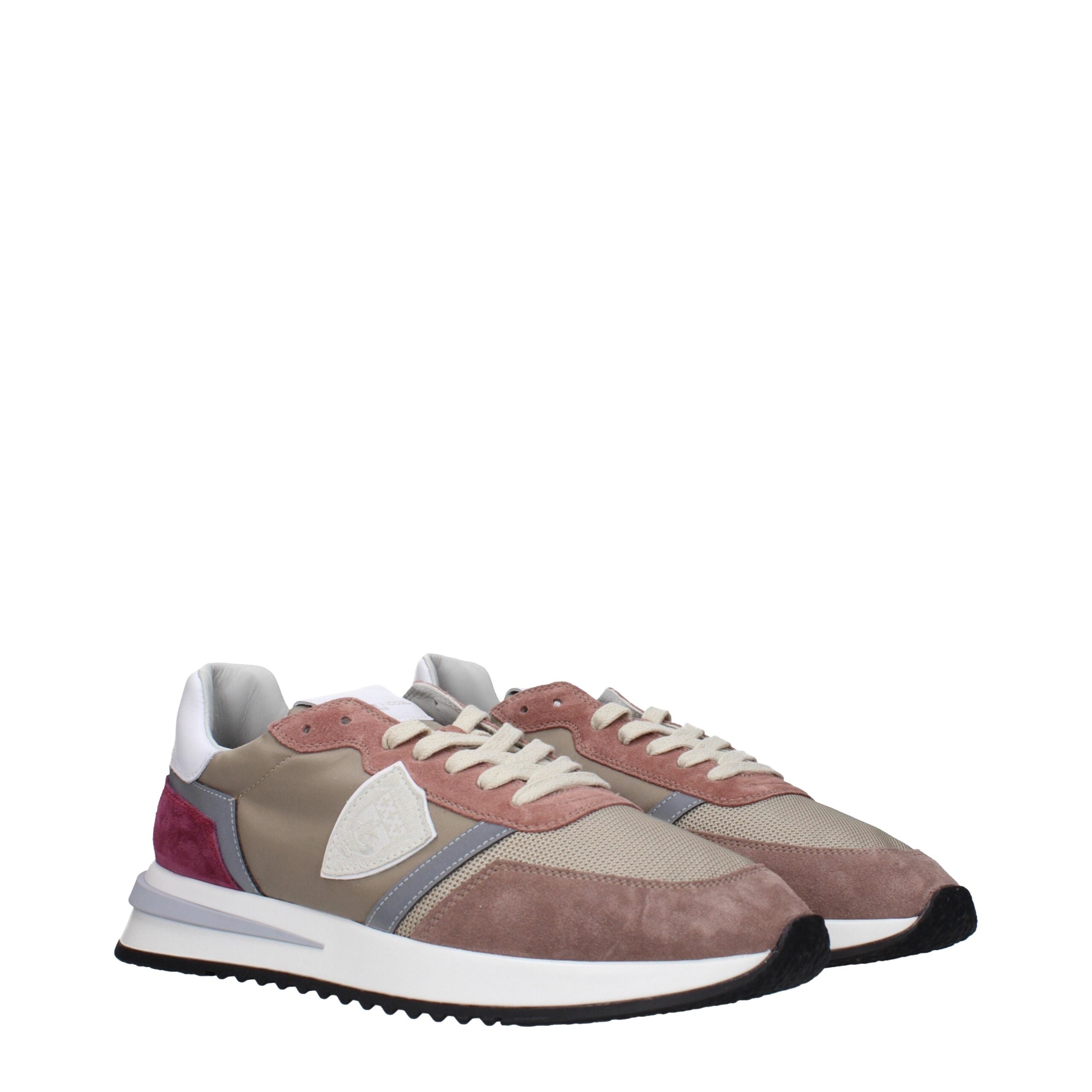 Philippe Model Beige Fabric Low Top Sneakers