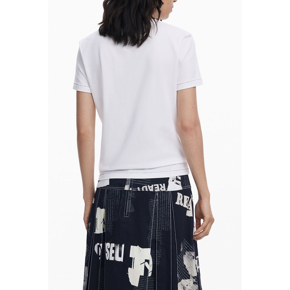 Desigual White Cotton Women T-Shirt
