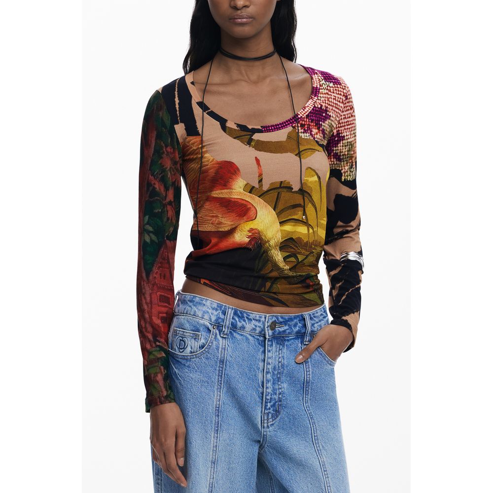 Desigual Brown Elastane Women Top