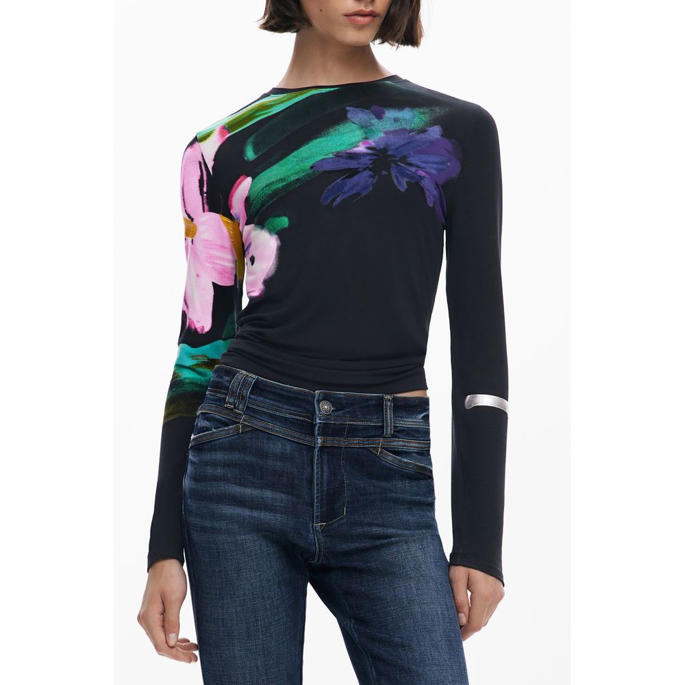 Desigual Black Elastane Tops & T-Shirt