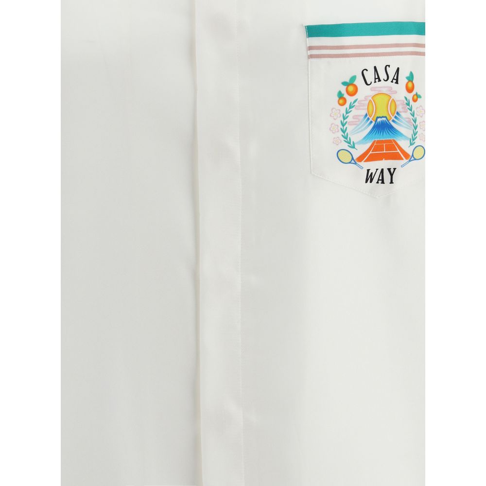 Casablanca White Silk Pattern Shirt