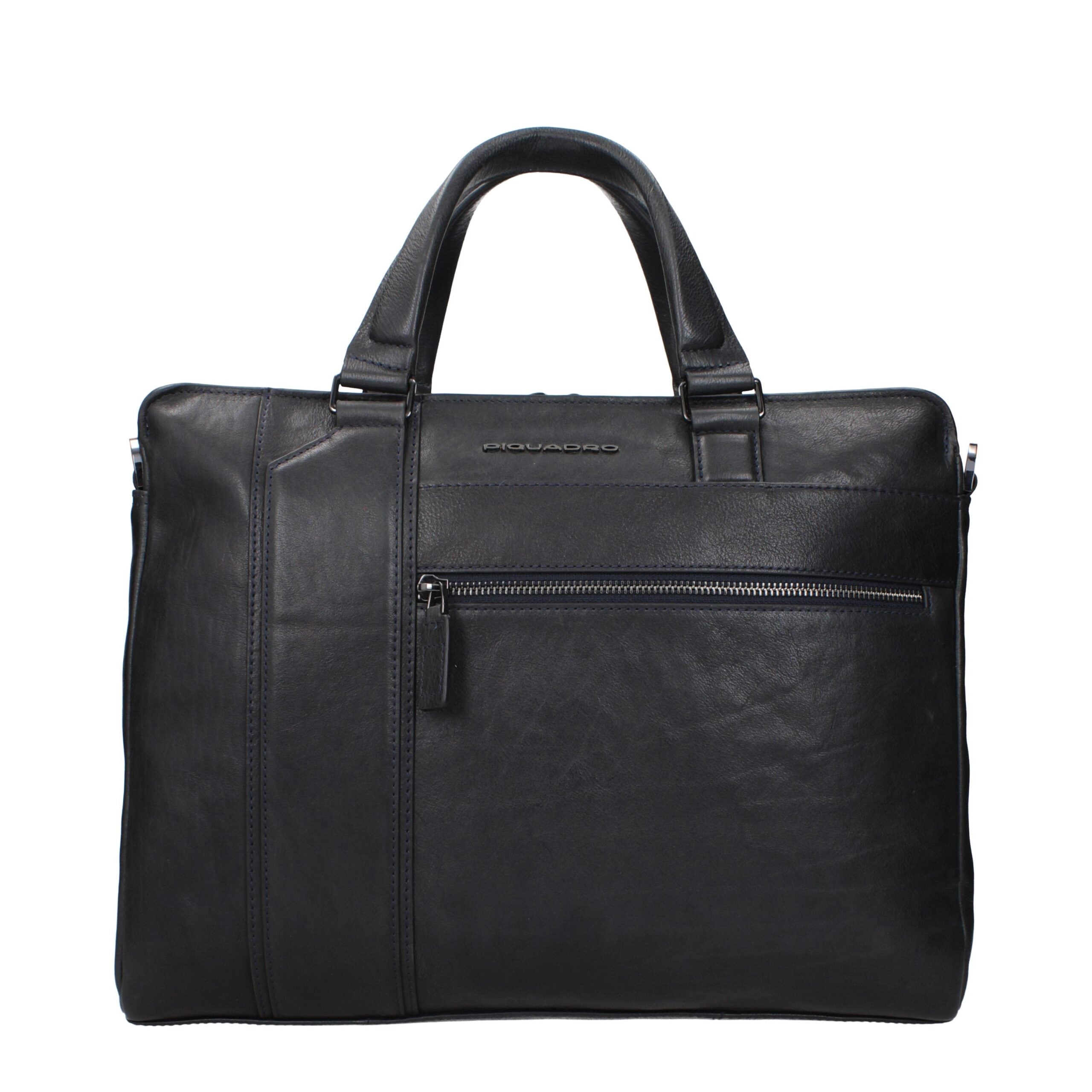 Piquadro Blue Leather Business And Laptop Bags