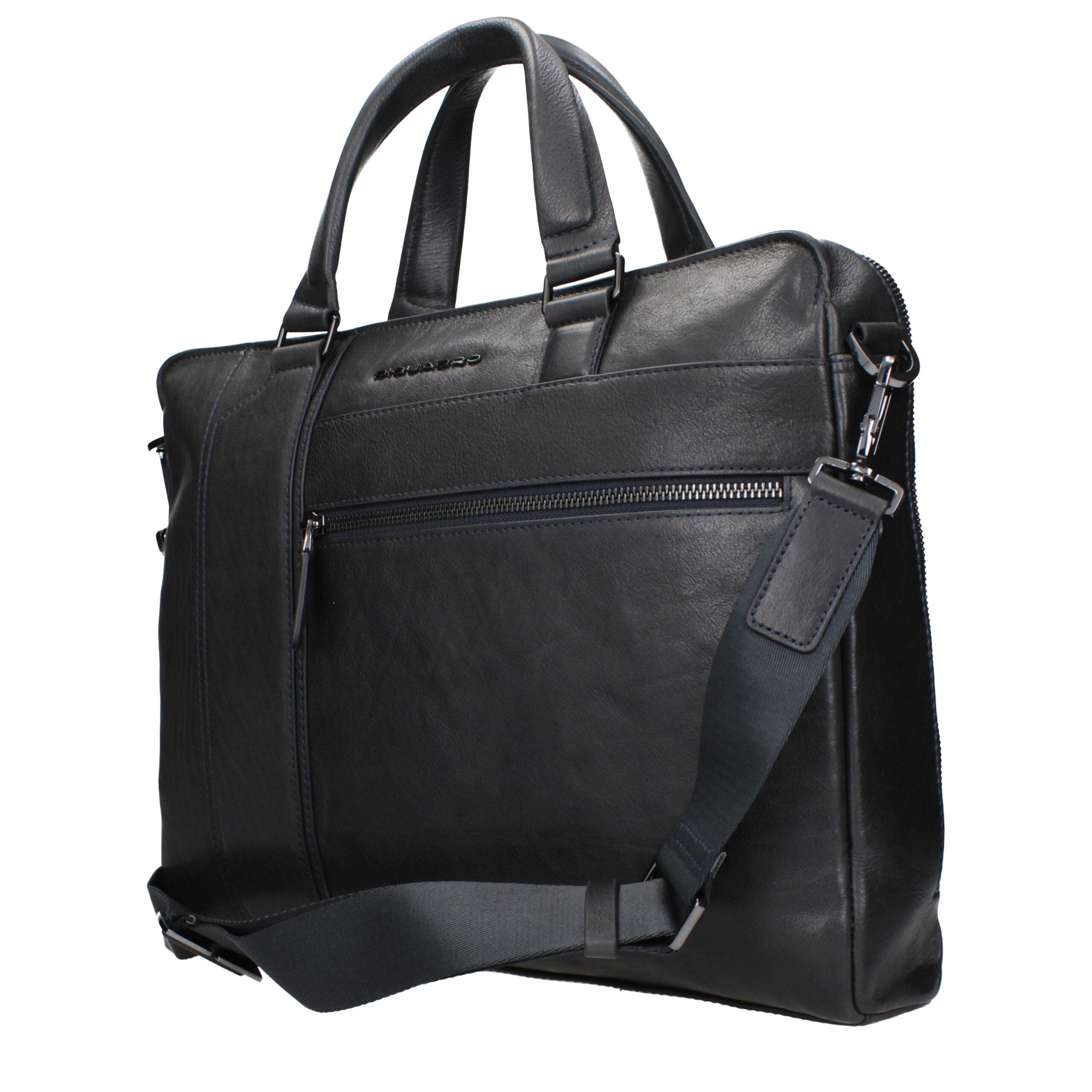Piquadro Blue Leather Business And Laptop Bags