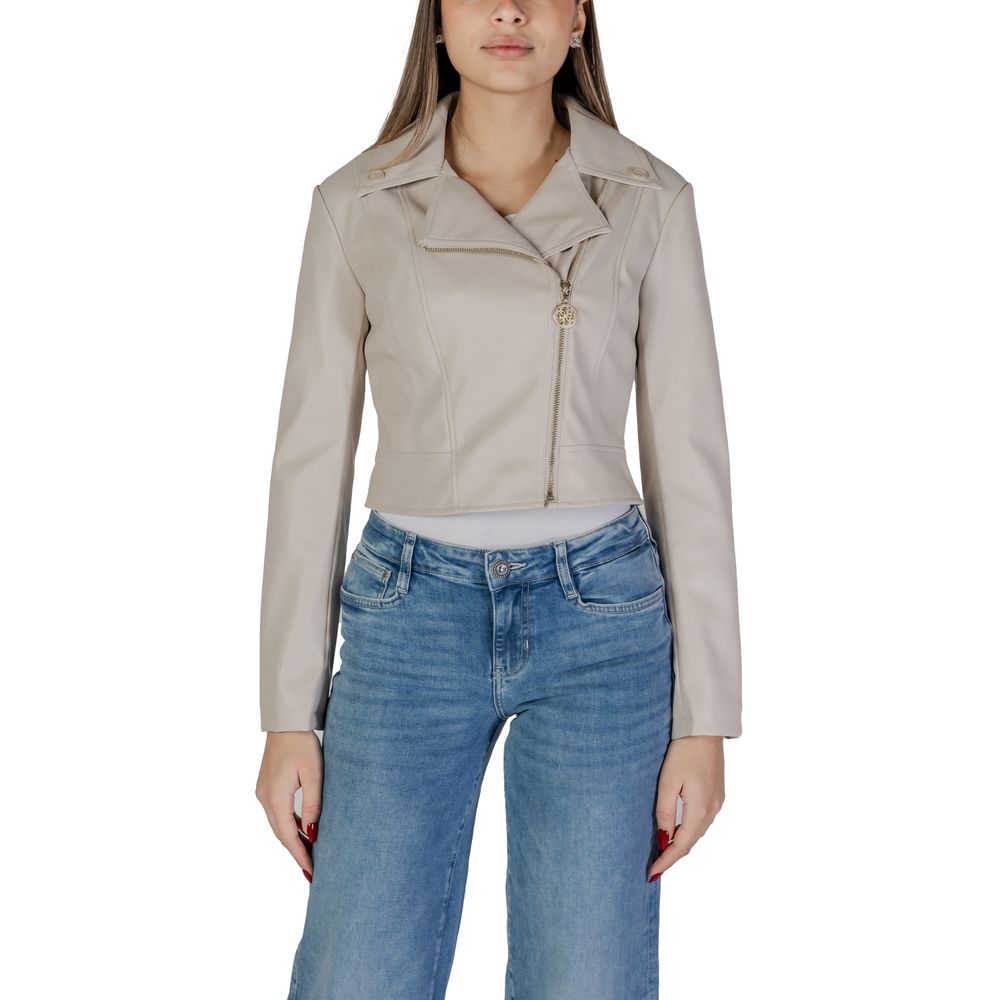 Guess Beige Polyethylene Biker Jacket