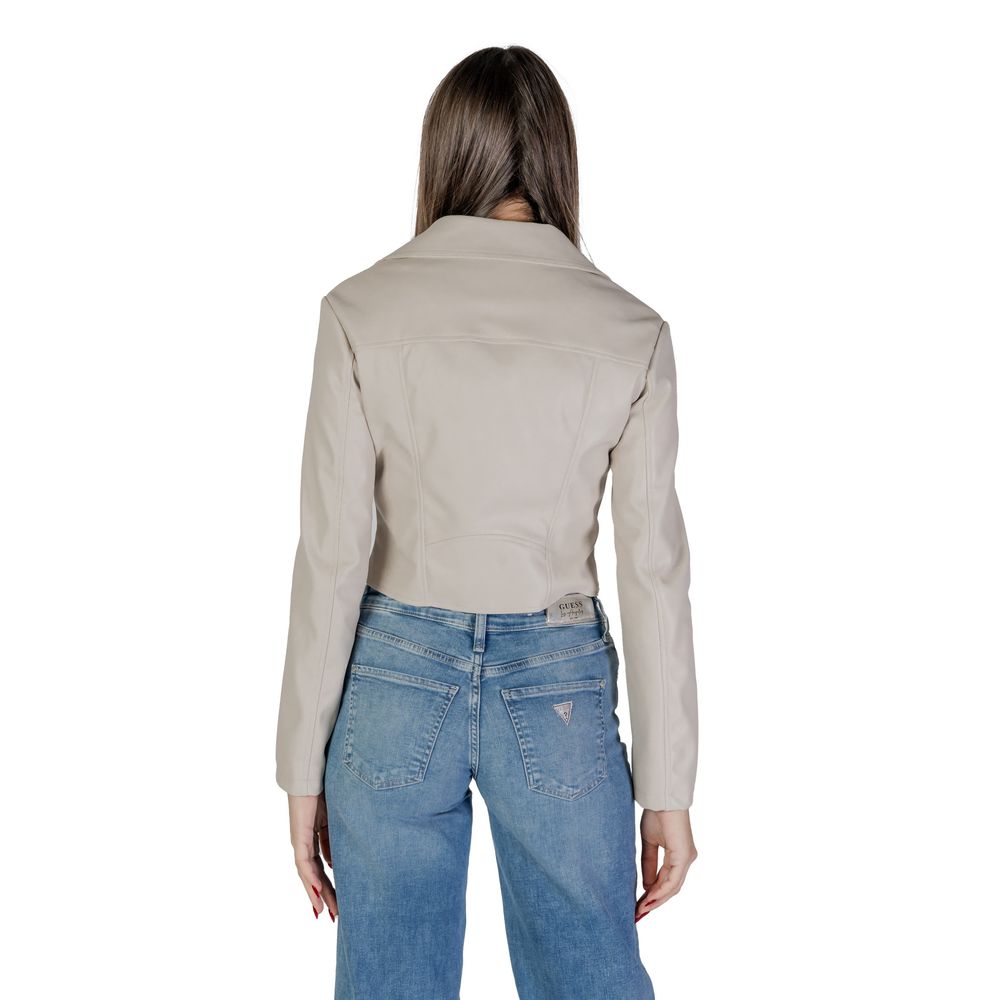 Guess Beige Polyethylene Biker Jacket