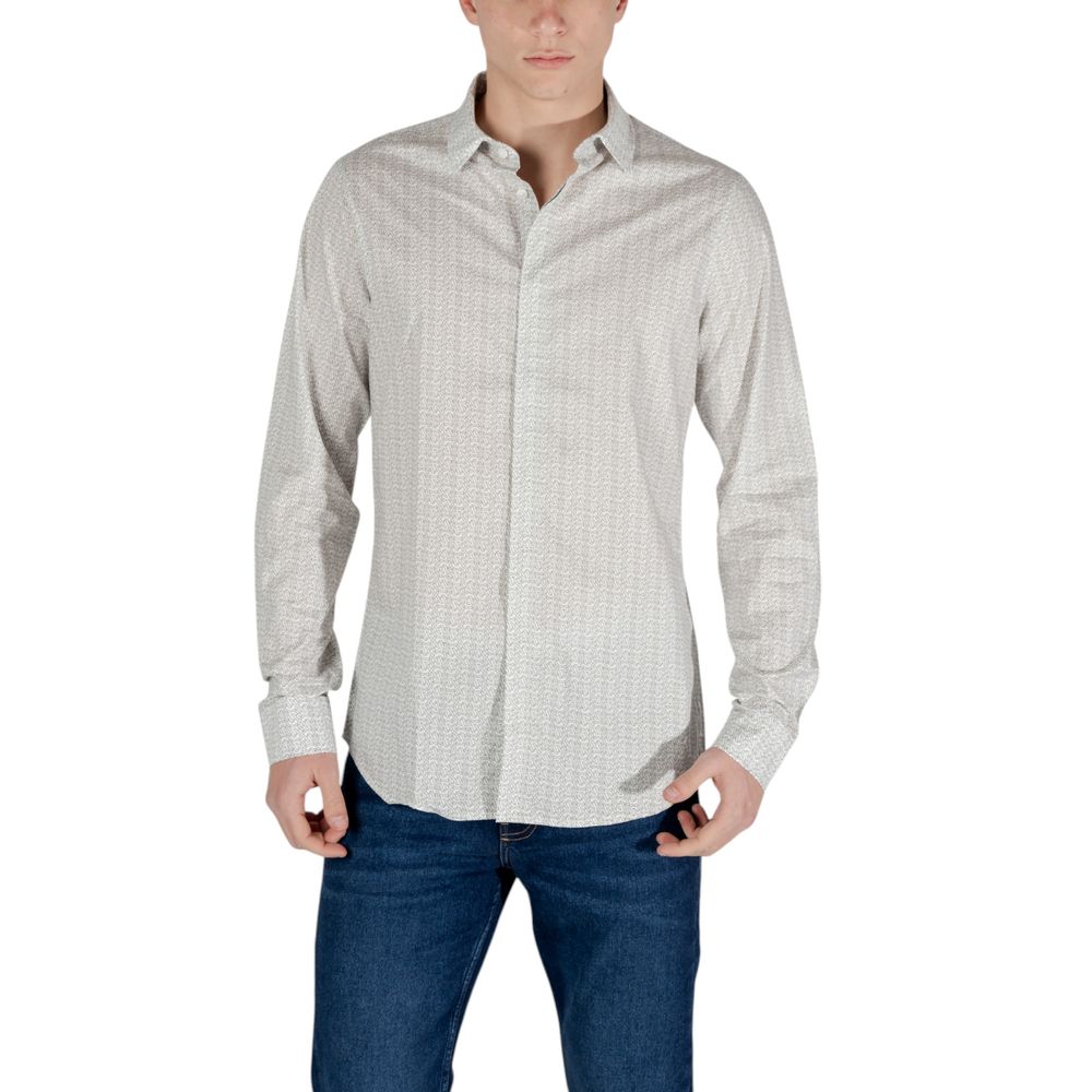 Armani Exchange Cream Cotton Pattern Shirt