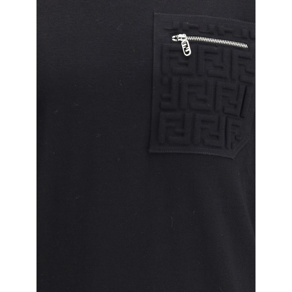Fendi Black Fleece Wool Sweatshirt