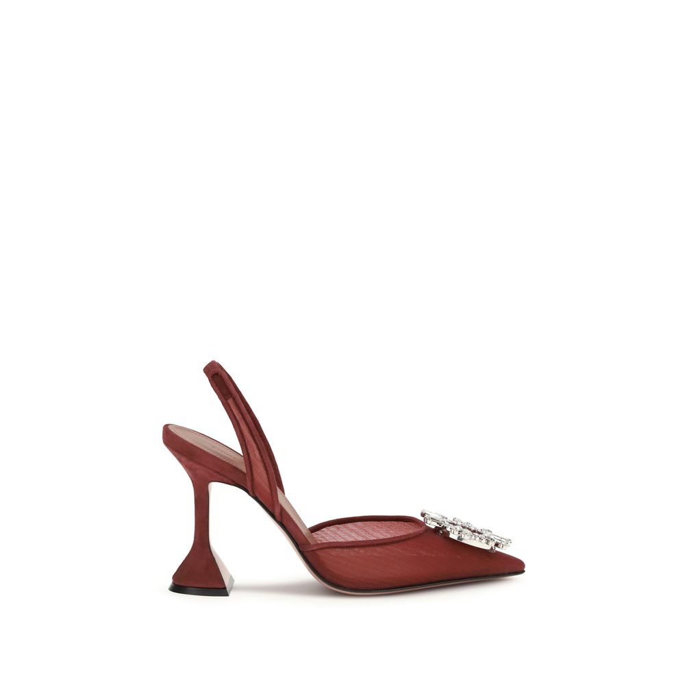 Amina Muaddi Bordeaux Polyester High Heel Pumps