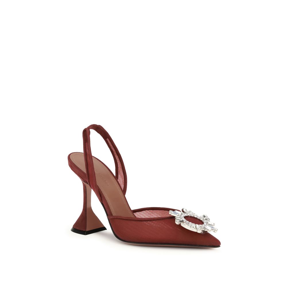 Amina Muaddi Bordeaux Polyester High Heel Pumps