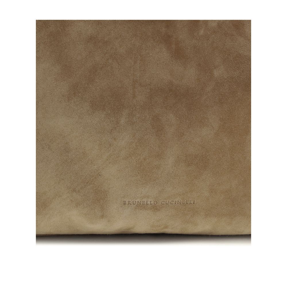 Brunello Cucinelli Beige Calf Leather Bos Taurus Handbag