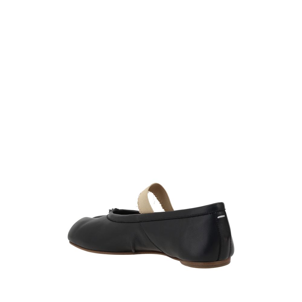 Margiela Black Calf Leather Bos Taurus Ballet Flats